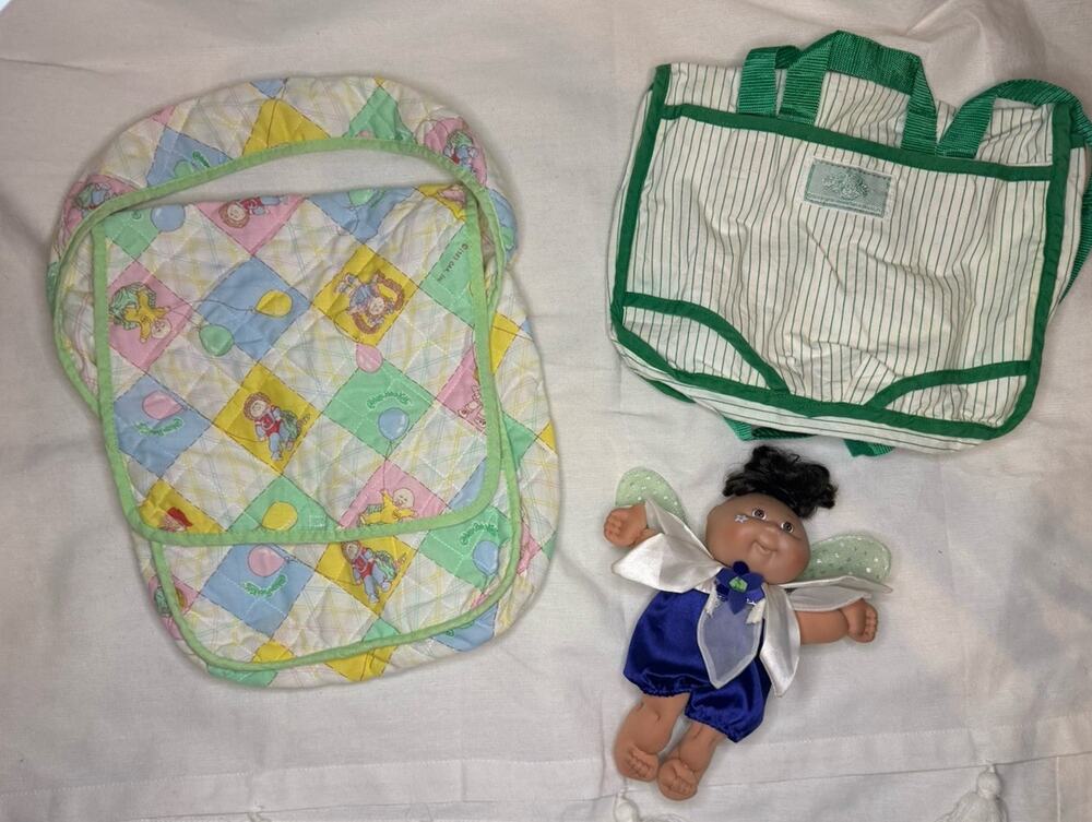 Vintage CabbagePatch 4 piece bundle | garden fairy, 2 vintage bags, & bib